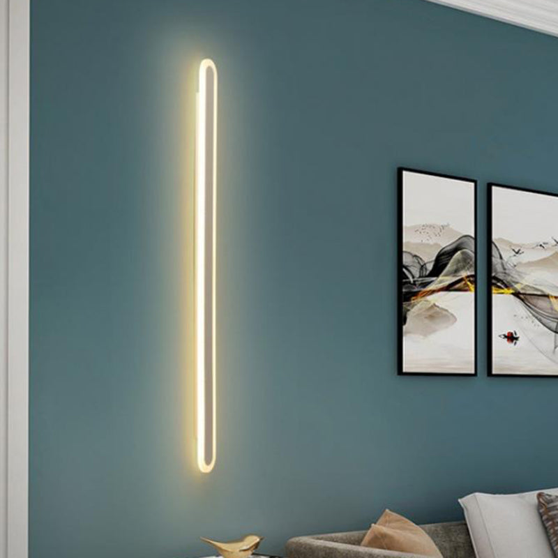 Elongated Bar Bedroom Flush Wall Sconce Acrylic 16"/23.5"/31.5" W LED Nordic Wall Lamp in Warm/White Light, Black/White | Kalsten