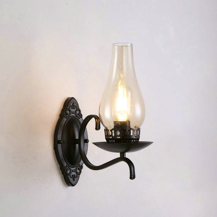 Kalsten | Single-arm Wall Light Industrial Hall Wall Light with Kerosene Clear/Frosted Glass Shade in Copper/Bronze