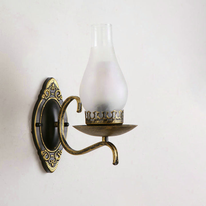Kalsten | Single-arm Wall Light Industrial Hall Wall Light with Kerosene Clear/Frosted Glass Shade in Copper/Bronze