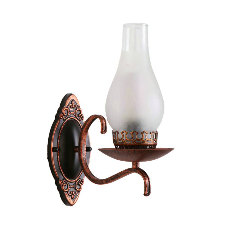 Kalsten | Single-arm Wall Light Industrial Hall Wall Light with Kerosene Clear/Frosted Glass Shade in Copper/Bronze