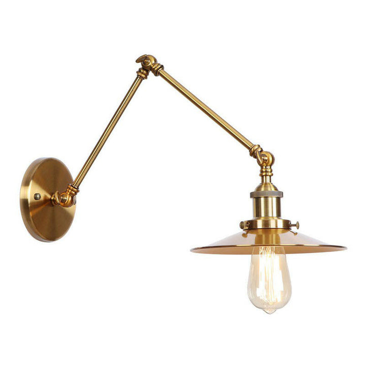 Kalsten | Iron Brass Wall Lighting Scalloped/Horn/Cone Single 6"/8" Width Antique Wall Lamp with Swing Arm