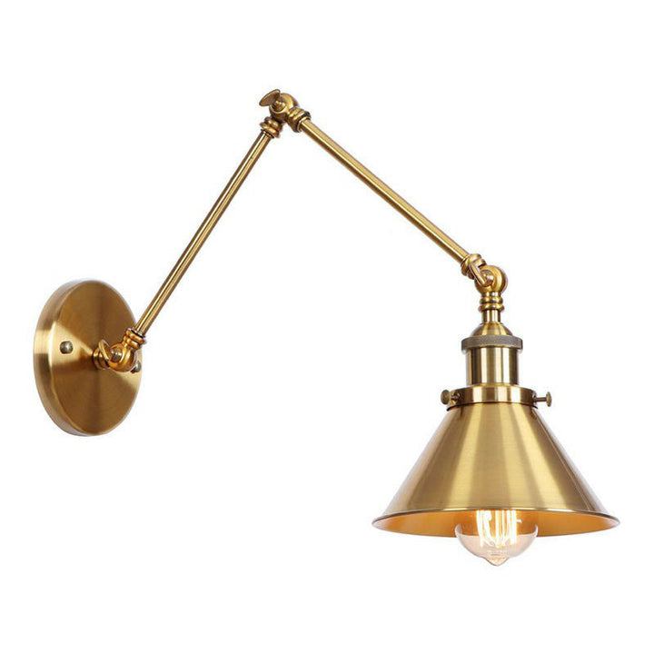 Iron Brass Task Wall Lighting Scalloped/Horn/Cone Single 6"/8" Wide Antique Wall Mounted Lamp with Swing Arm | Kalsten