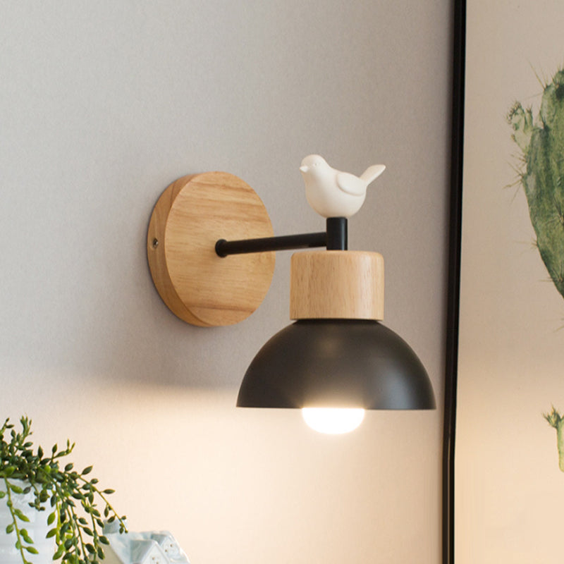 NordicDome - Metal and Wood Wall Lamp with Bird for the Children's Room | Kalsten