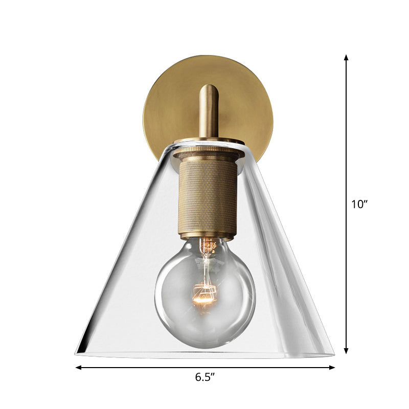 Bronze Armed Wall Sconce Light Postmodern Single Metal/Clear Glass Wall Lamp with/without Disc/Sphere/Cone Shade | Kalsten