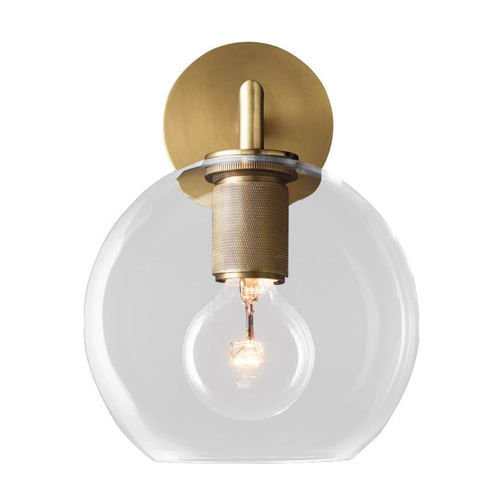 Bronze Armed Wall Sconce Light Postmodern Single Metal/Clear Glass Wall Lamp with/without Disc/Sphere/Cone Shade | Kalsten