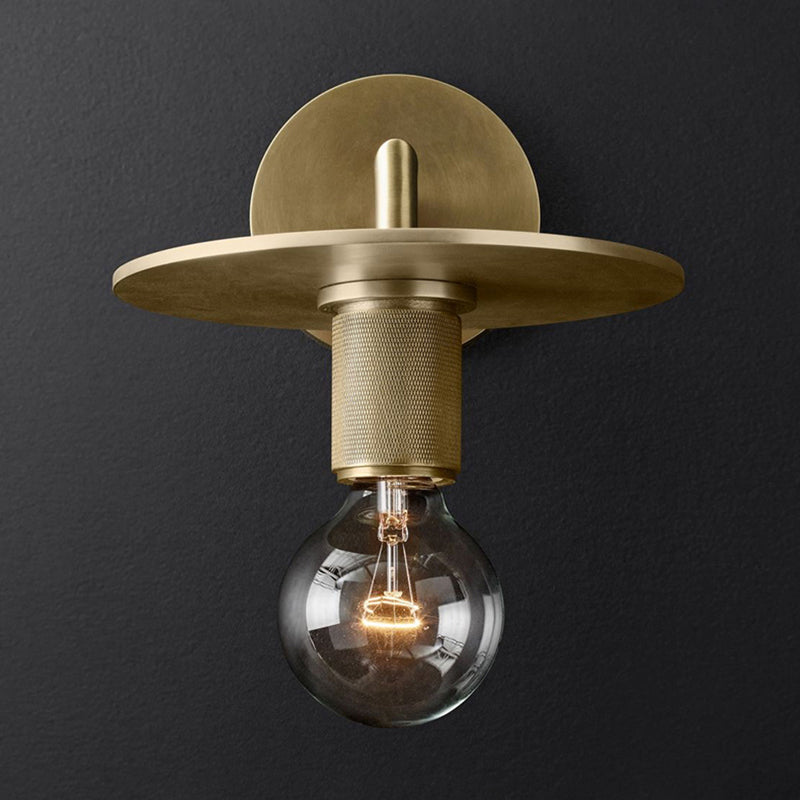 Bronze Armed Wall Sconce Light Postmodern Single Metal/Clear Glass Wall Lamp with/without Disc/Sphere/Cone Shade | Kalsten