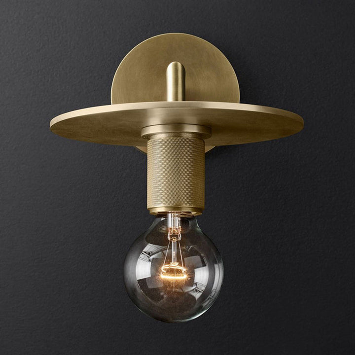 Bronze Armed Wall Sconce Light Postmodern Single Metal/Clear Glass Wall Lamp with/without Disc/Sphere/Cone Shade | Kalsten