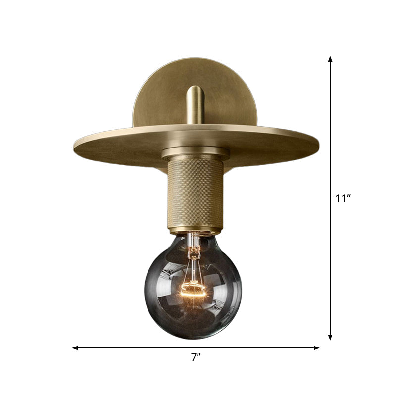 Bronze Armed Wall Sconce Light Postmodern Single Metal/Clear Glass Wall Lamp with/without Disc/Sphere/Cone Shade | Kalsten