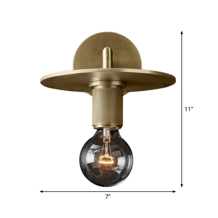 Bronze Armed Wall Sconce Light Postmodern Single Metal/Clear Glass Wall Lamp with/without Disc/Sphere/Cone Shade | Kalsten