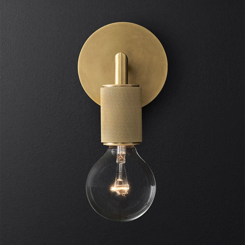 Bronze Armed Wall Sconce Light Postmodern Single Metal/Clear Glass Wall Lamp with/without Disc/Sphere/Cone Shade | Kalsten