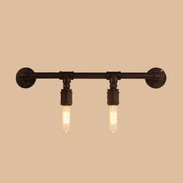 Iron Black Wall Light Straight Pipe 2/4/6 Bulbs Industrial Wall Sconce Light for Living Room | Kalsten