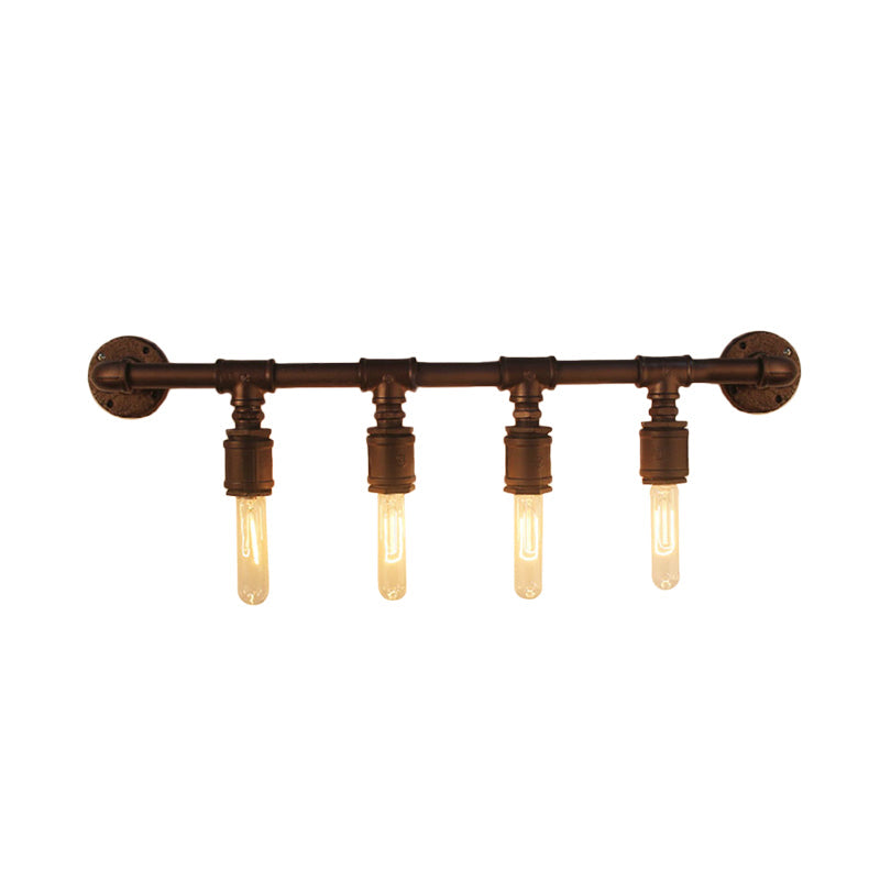 Iron Black Wall Light Straight Pipe 2/4/6 Bulbs Industrial Wall Sconce Light for Living Room | Kalsten