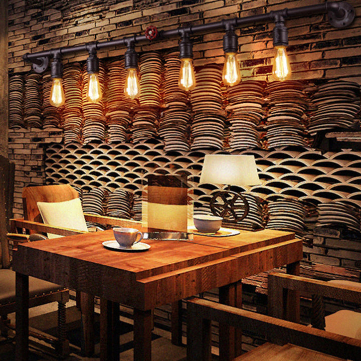 Iron Black Wall Light Straight Pipe 2/4/6 Bulbs Industrial Wall Sconce Light for Living Room | Kalsten