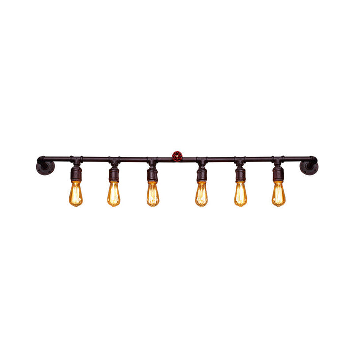 Iron Black Wall Light Straight Pipe 2/4/6 Bulbs Industrial Wall Sconce Light for Living Room | Kalsten