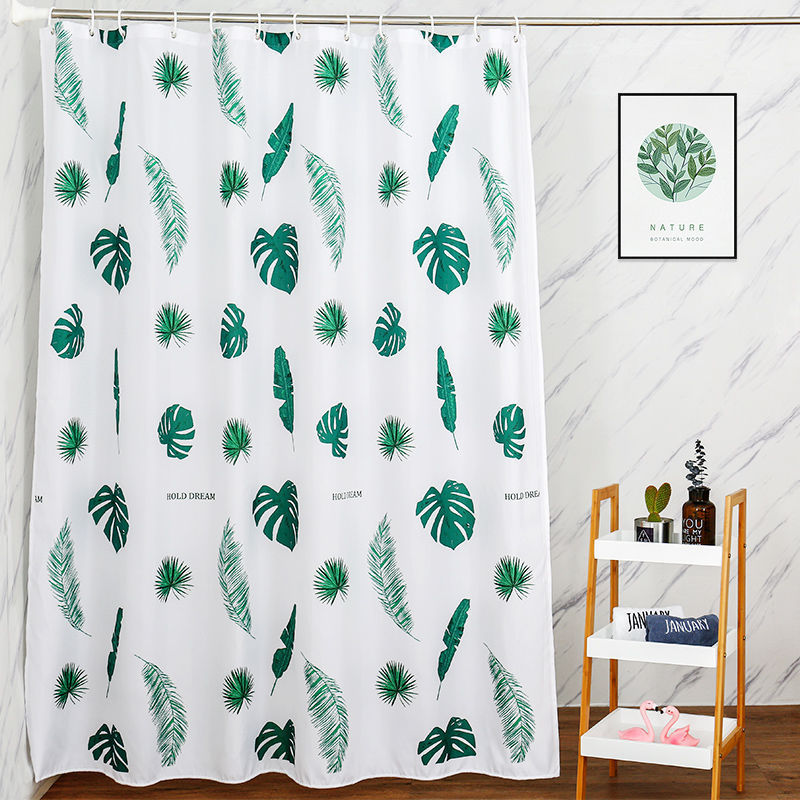 Tropical Leaf Print Shower Curtain Kalsten