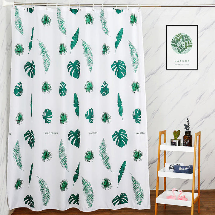Tropical Leaf Print Shower Curtain Kalsten