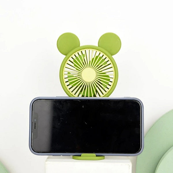 Mini Rechargeable Cartoon Fan With Phone Holder Base | Kalsten