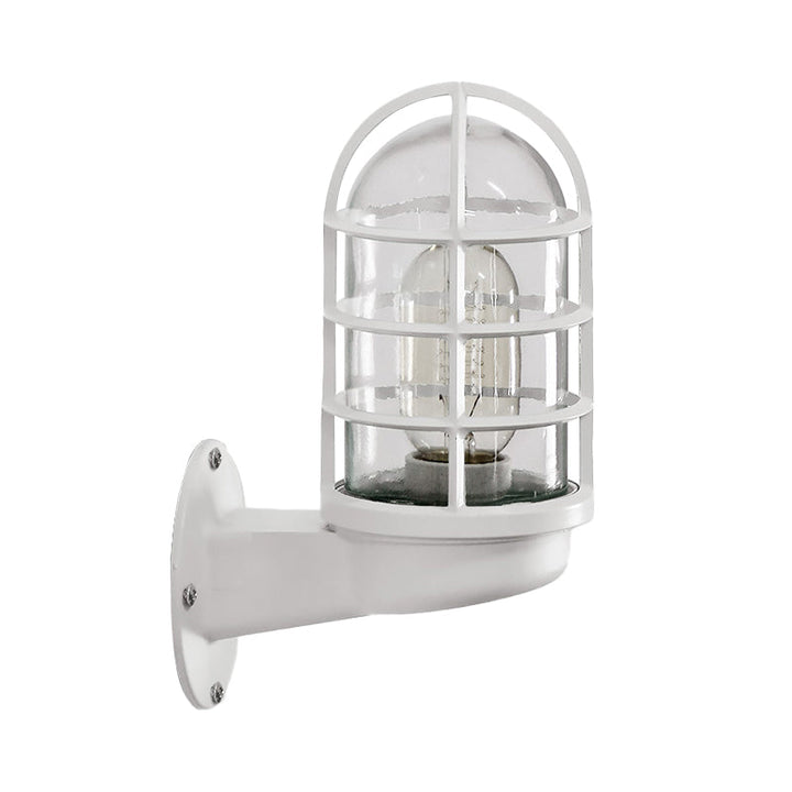 Loft Capsule Wall Lamp Fixture Single Transparent Glass Sconce Light with Wire Cage in Pink/Blue/Rust | Kalsten