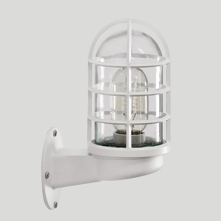 Loft Capsule Wall Lamp Fixture Single Transparent Glass Sconce Light with Wire Cage in Pink/Blue/Rust | Kalsten