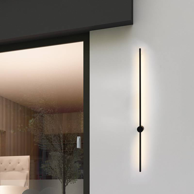 Black Slim Rod Sconce Lighting Minimalist 23.5"/31.5"/47" High LED Metal Wall Mounted Lamp for Bedroom | Kalsten