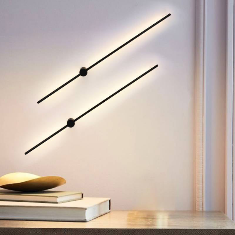 Black Slim Rod Sconce Lighting Minimalist 23.5"/31.5"/47" High LED Metal Wall Mounted Lamp for Bedroom | Kalsten