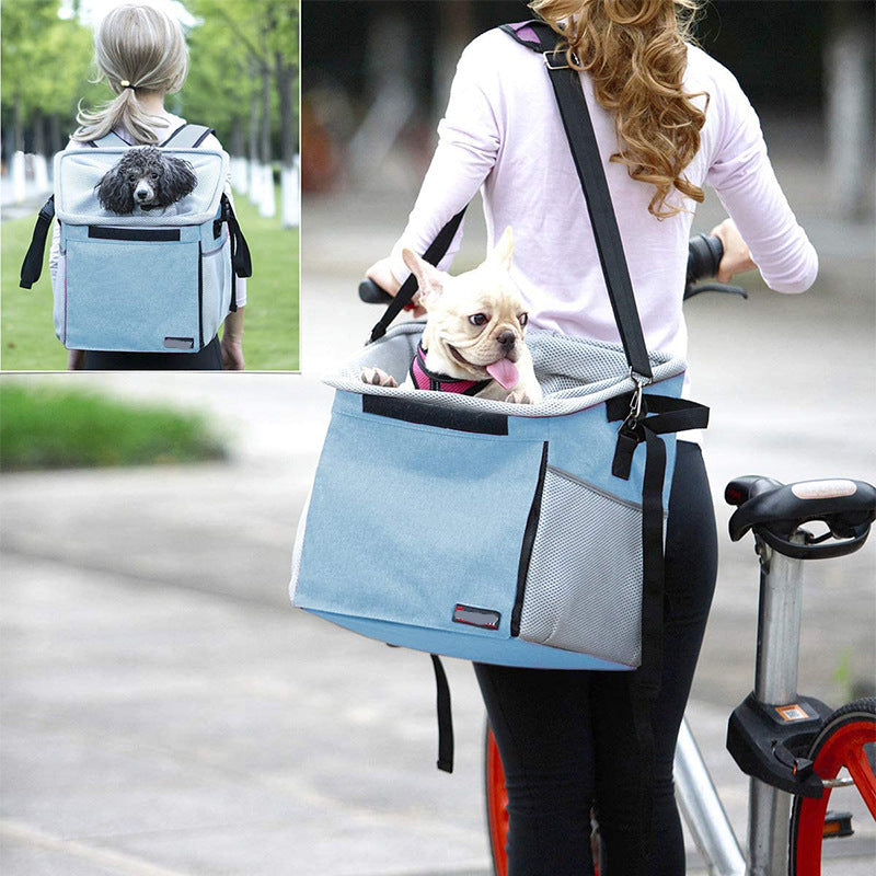 front bicycle pet carrier basket with padded base and safety tether Kalsten