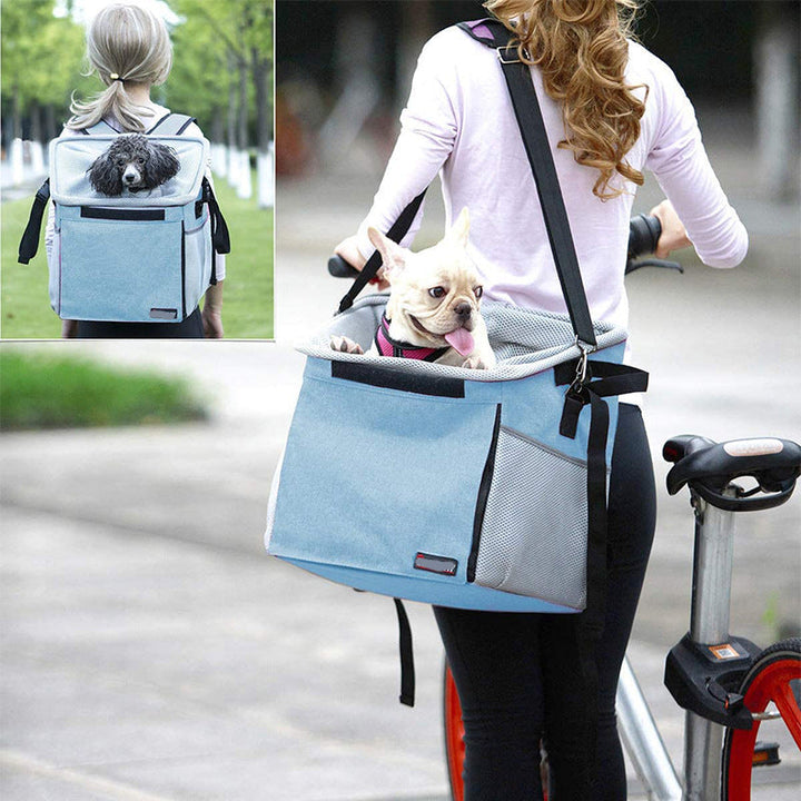 front bicycle pet carrier basket with padded base and safety tether Kalsten