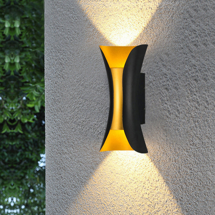 Small/Large Flared LED Wall Sconce Modern Metal 2 Bulbs Black/White/White-Gold Up Down Light for Terrace | Kalsten