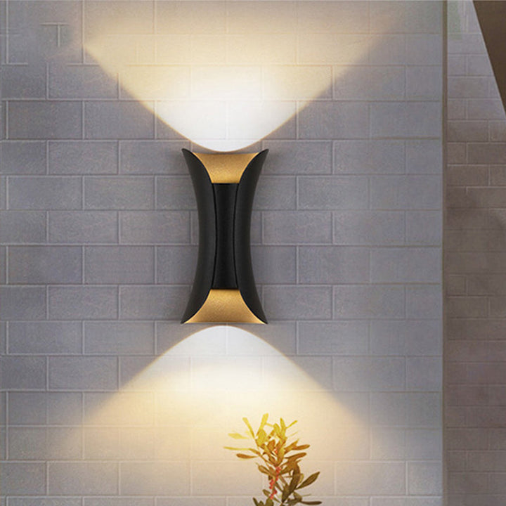 Small/Large Flared LED Wall Sconce Modern Metal 2 Bulbs Black/White/White-Gold Up Down Light for Terrace | Kalsten