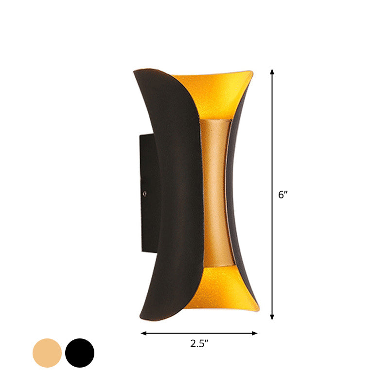 Small/Large Flared LED Wall Sconce Modern Metal 2 Bulbs Black/White/White-Gold Up Down Light for Terrace | Kalsten