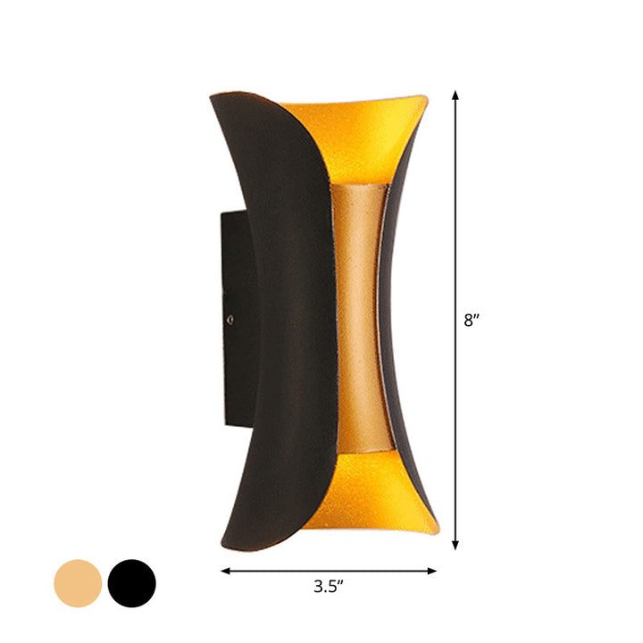 Small/Large Flared LED Wall Sconce Modern Metal 2 Bulbs Black/White/White-Gold Up Down Light for Terrace | Kalsten