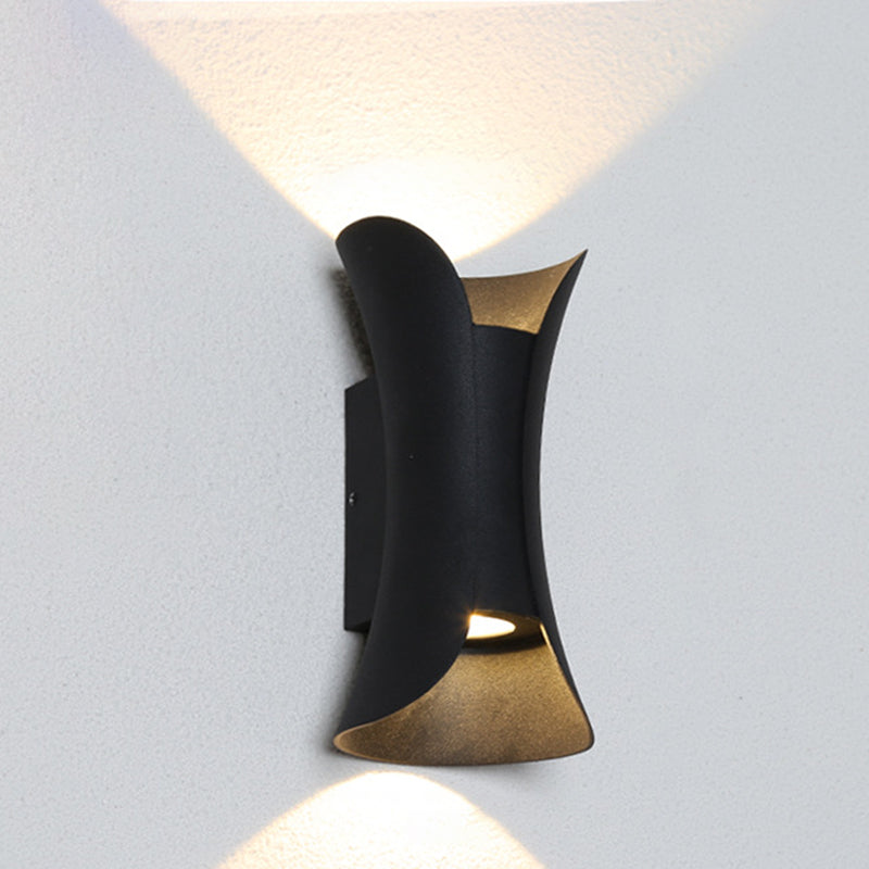 Small/Large Flared LED Wall Sconce Modern Metal 2 Bulbs Black/White/White-Gold Up Down Light for Terrace | Kalsten