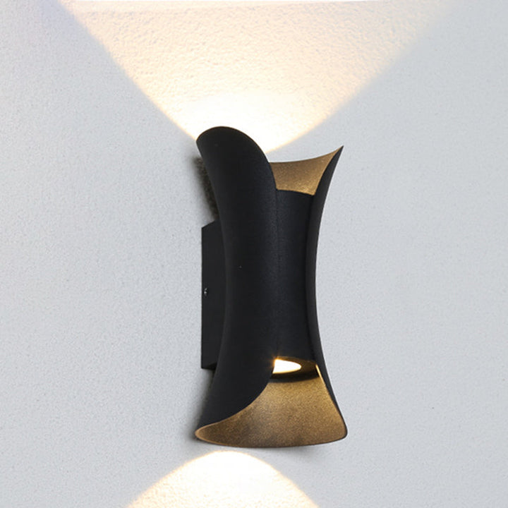 Small/Large Flared LED Wall Sconce Modern Metal 2 Bulbs Black/White/White-Gold Up Down Light for Terrace | Kalsten