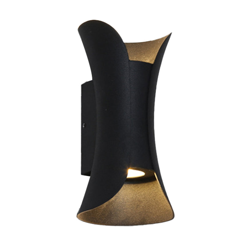 Small/Large Flared LED Wall Sconce Modern Metal 2 Bulbs Black/White/White-Gold Up Down Light for Terrace | Kalsten