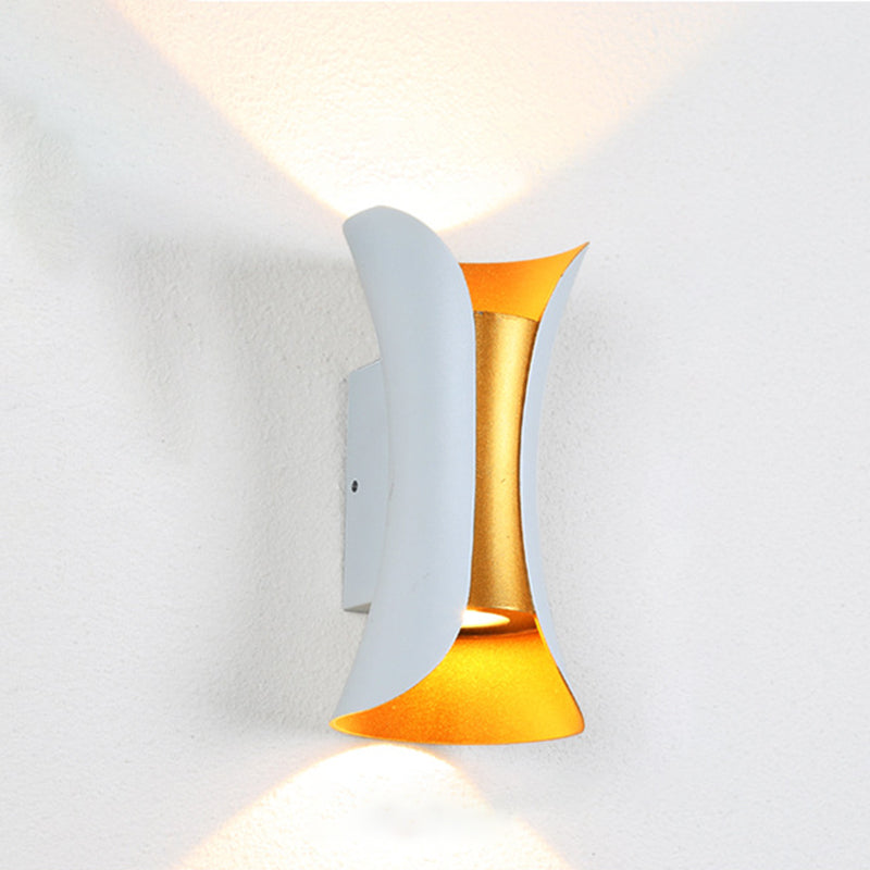 Small/Large Flared LED Wall Sconce Modern Metal 2 Bulbs Black/White/White-Gold Up Down Light for Terrace | Kalsten