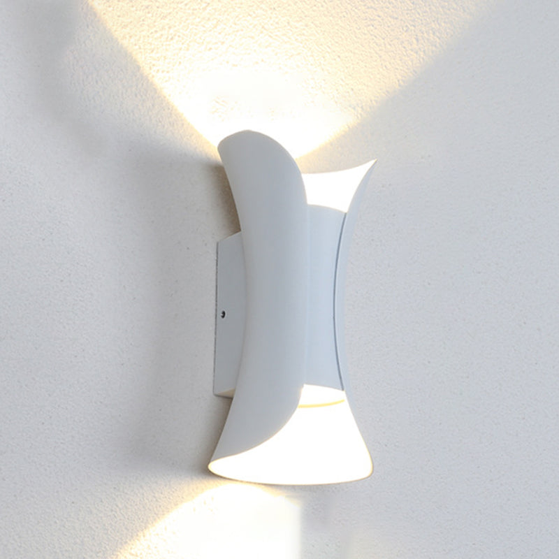 Small/Large Flared LED Wall Sconce Modern Metal 2 Bulbs Black/White/White-Gold Up Down Light for Terrace | Kalsten