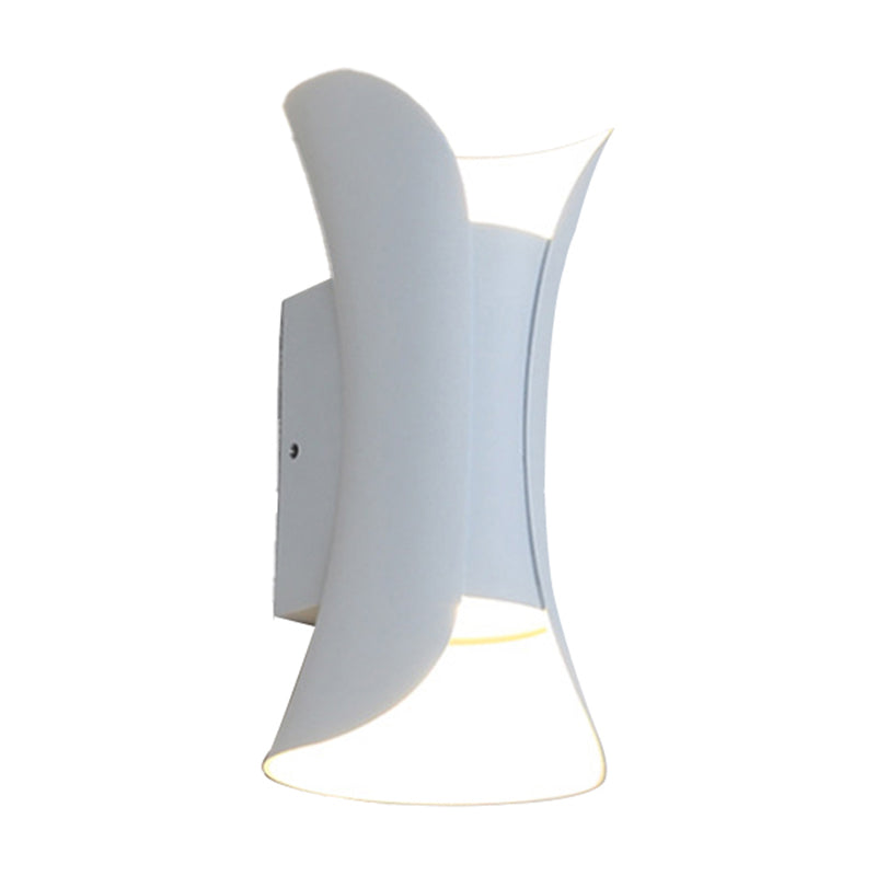 Small/Large Flared LED Wall Sconce Modern Metal 2 Bulbs Black/White/White-Gold Up Down Light for Terrace | Kalsten