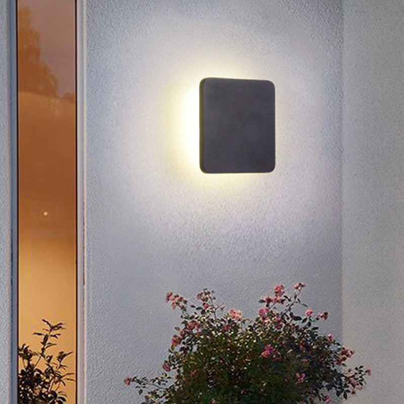 Round/Square Flush Mount Wall Lamp Minimalist Aluminum Hallway LED Sconce Light in Black | Kalsten