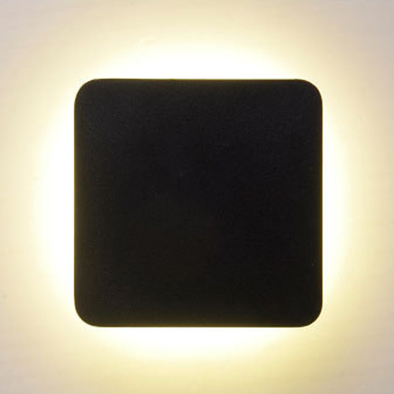 Round/Square Flush Mount Wall Lamp Minimalist Aluminum Hallway LED Sconce Light in Black | Kalsten