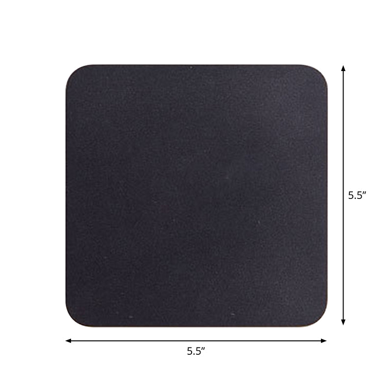 Round/Square Flush Mount Wall Lamp Minimalist Aluminum Hallway LED Sconce Light in Black | Kalsten