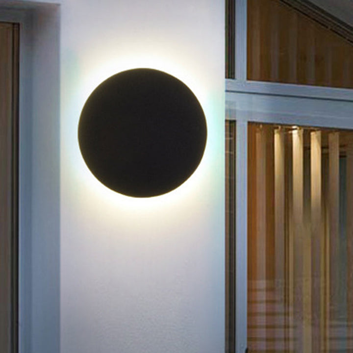 Round/Square Flush Mount Wall Lamp Minimalist Aluminum Hallway LED Sconce Light in Black | Kalsten