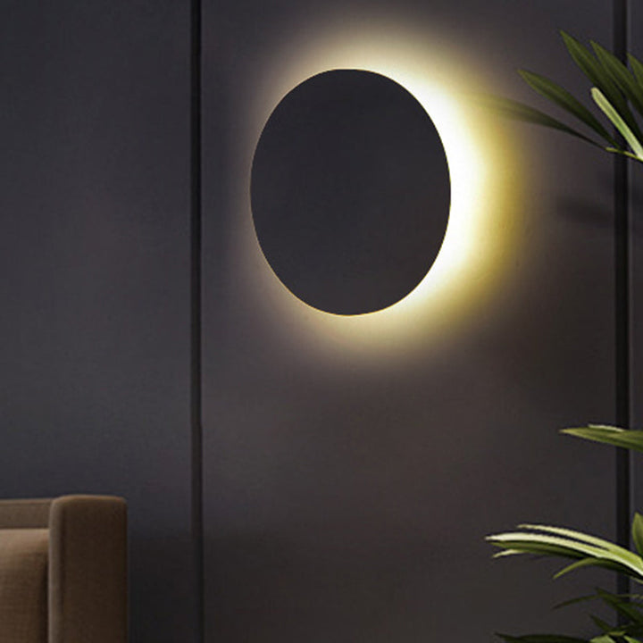 Round/Square Flush Mount Wall Lamp Minimalist Aluminum Hallway LED Sconce Light in Black | Kalsten