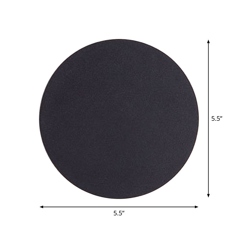 Round/Square Flush Mount Wall Lamp Minimalist Aluminum Hallway LED Sconce Light in Black | Kalsten
