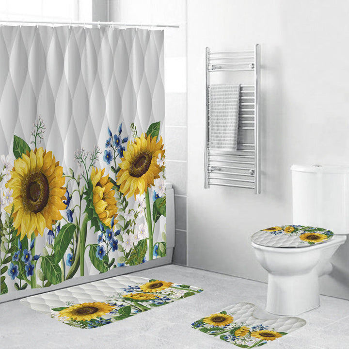 Floral Shower Curtain and Mat Set Kalsten