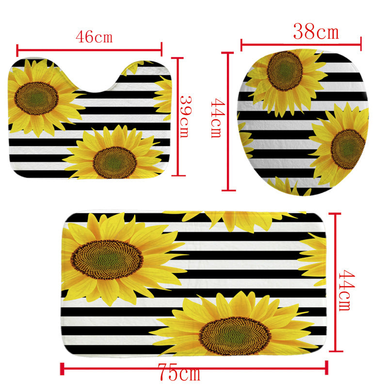 Floral Shower Curtain and Mat Set Kalsten