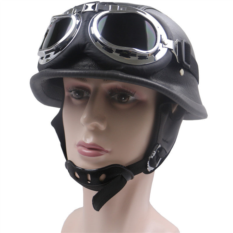 Vintage Leather Motorcycle Helmet Kalsten