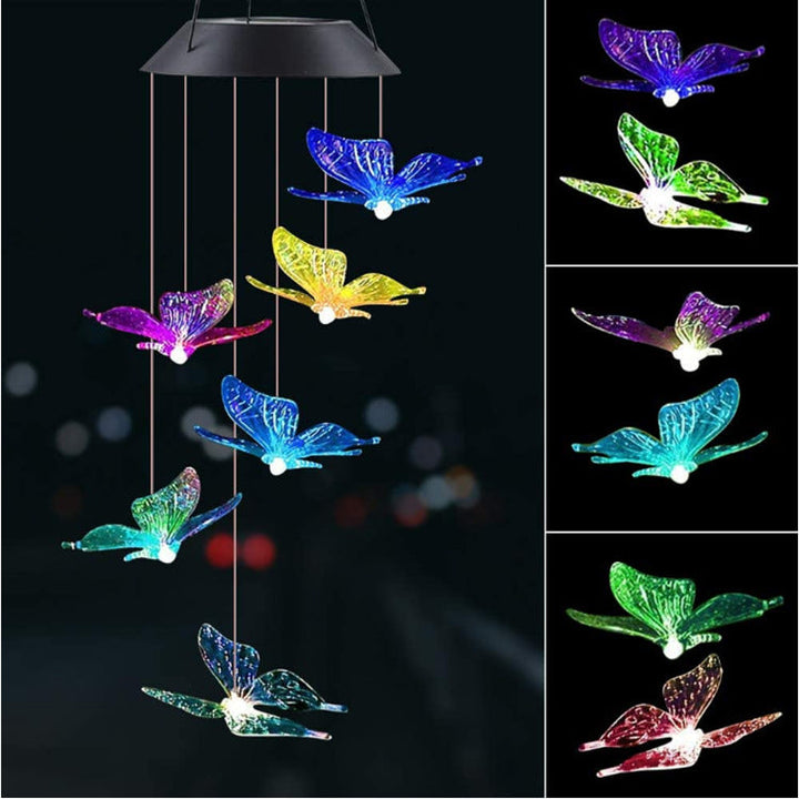 LED Solar Butterfly Wind Chime Garden Hanging Light Kalsten