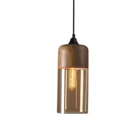 Kalsten | Hand-Blown Glass & Wood Pendant Light Adjustable