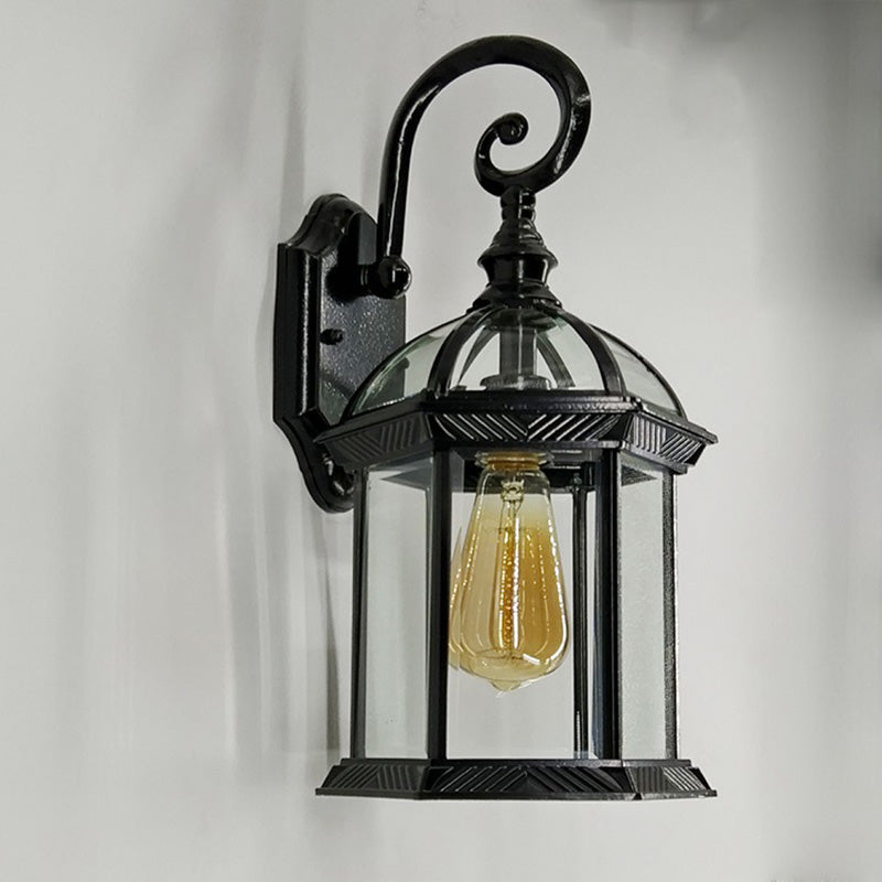 Traditional European Waterproof Aluminum Glass Hexagonal Prism 1-Light Wall Sconce Lamp For Garden | Kalsten