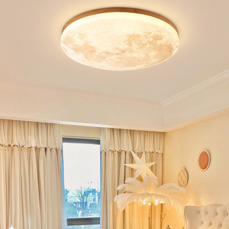 Flush Mount Ceiling Light Wood 14.96 in Modern Hallway Living Room Bedroom LED Fixture 24W 2400lm | Kalsten
